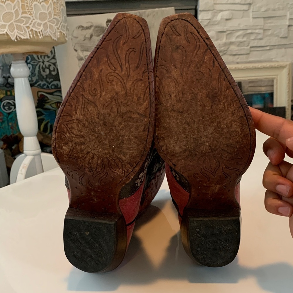 Tony Lama Women’s Cowboy Boots – Pink & Brown Embroidered, Size 5 B - Picture 7 of 12